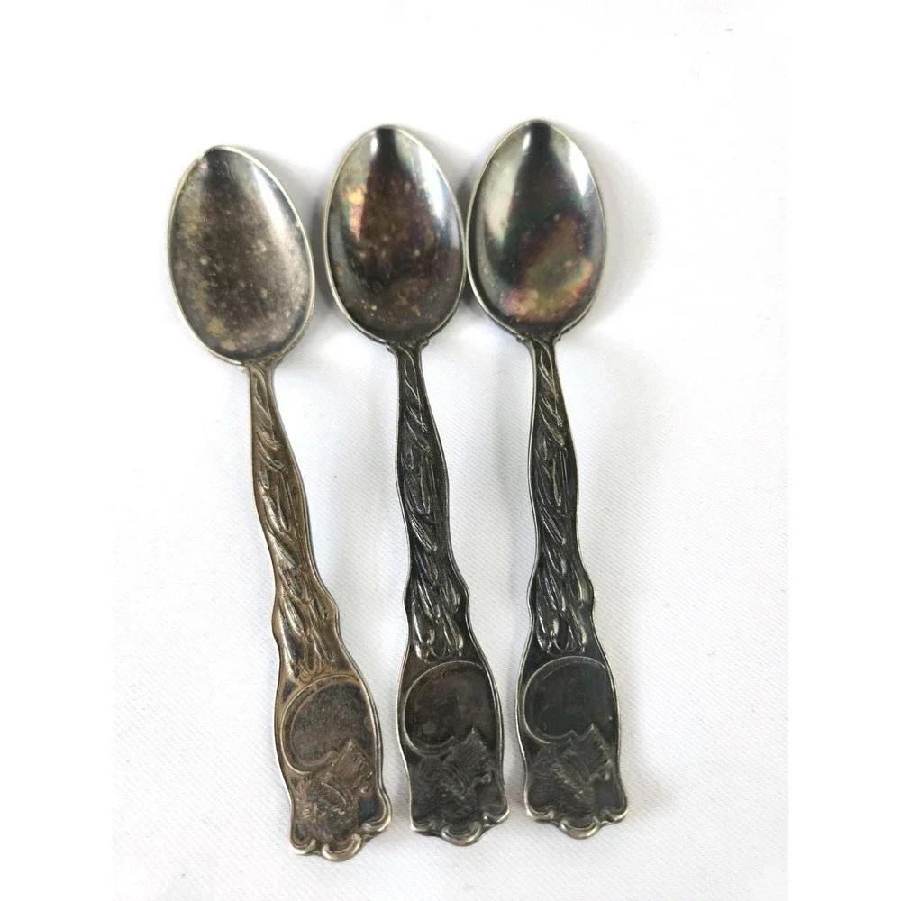 3 VTG MOTHERS SILVERPLATED SPOONS Flatware Wheat Harvest Thanksgiving‎ Sickle